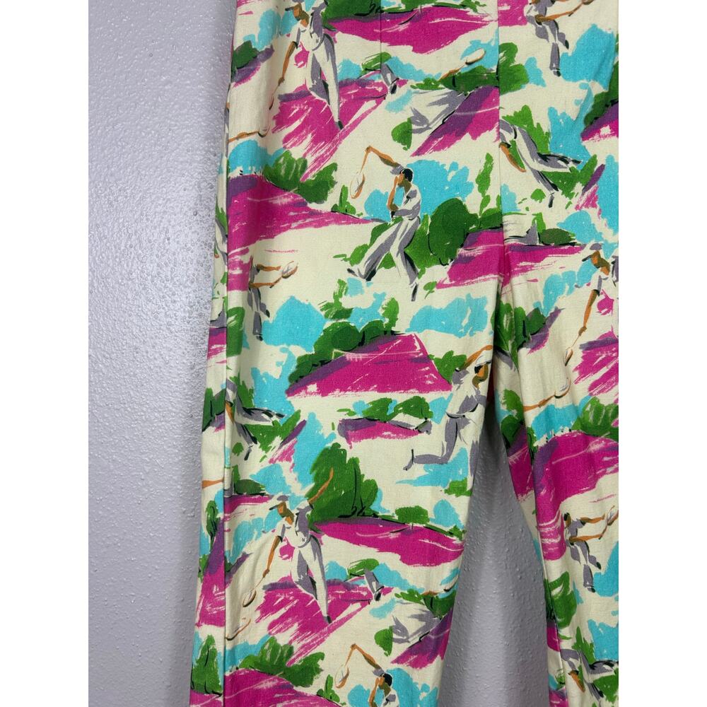 Frances Valentine Lucy Stretch Botanical Bash Cropped Pants Sz 4 Preppy Coastal - Picture 3 of 7